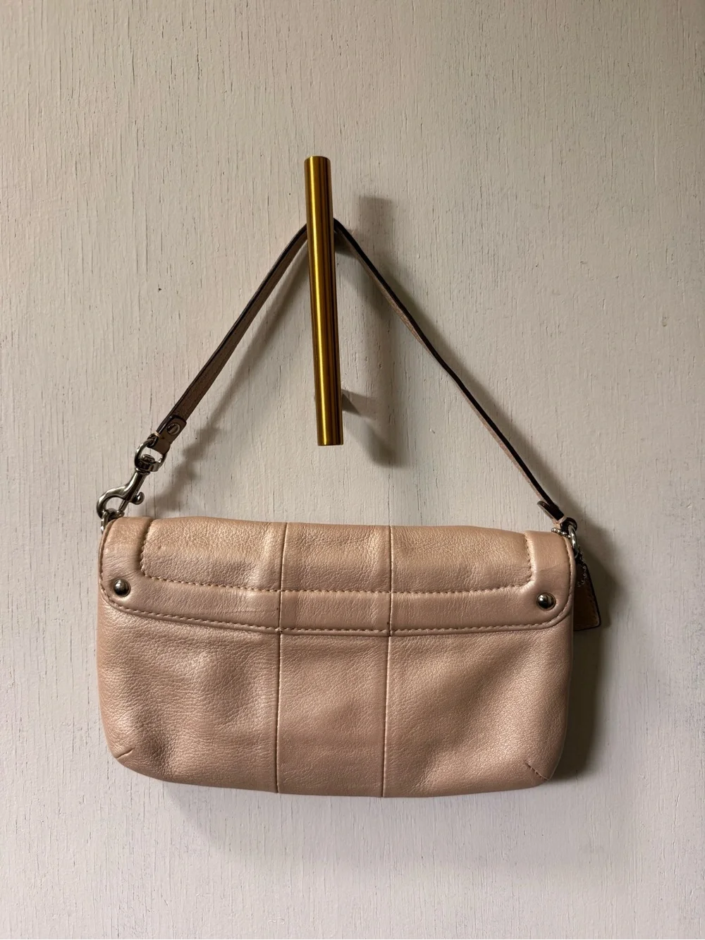 Coach Small Pebbled Leather Clutch in Blush